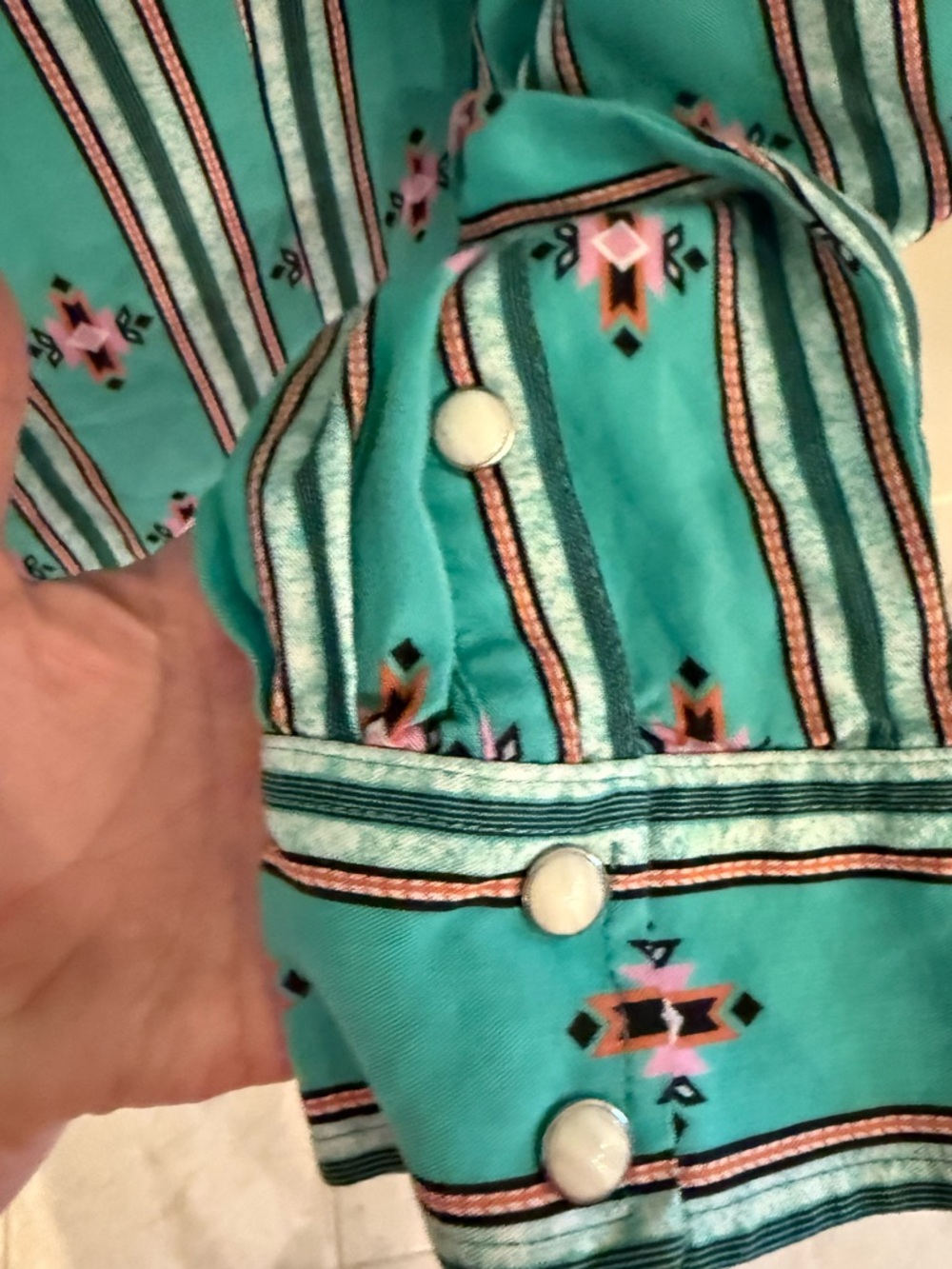 Wrangler Retro Southwestern Strip Snap Long Sleeve Shirt Western Top SIZE XL - Picture 7 of 8